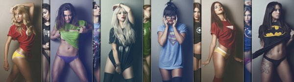 Игривые девушки в майках супергероев марвел