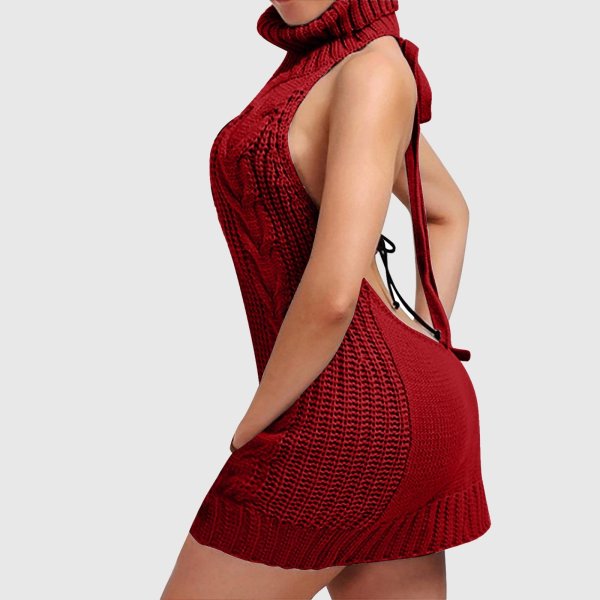 Свитер virgin killer backless, Вязаное платье свитер, Трикотажный свитер с открытой спиной