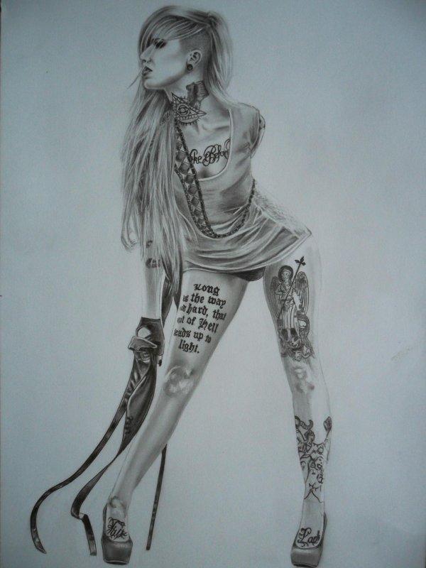 Тату эскиз девушка, Девушки с татуировками, Sara fabel