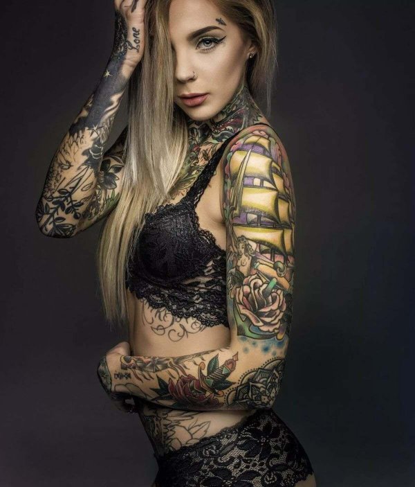 Тату модель madison skye, Красивая девушка с татуировками, Татуированные модели