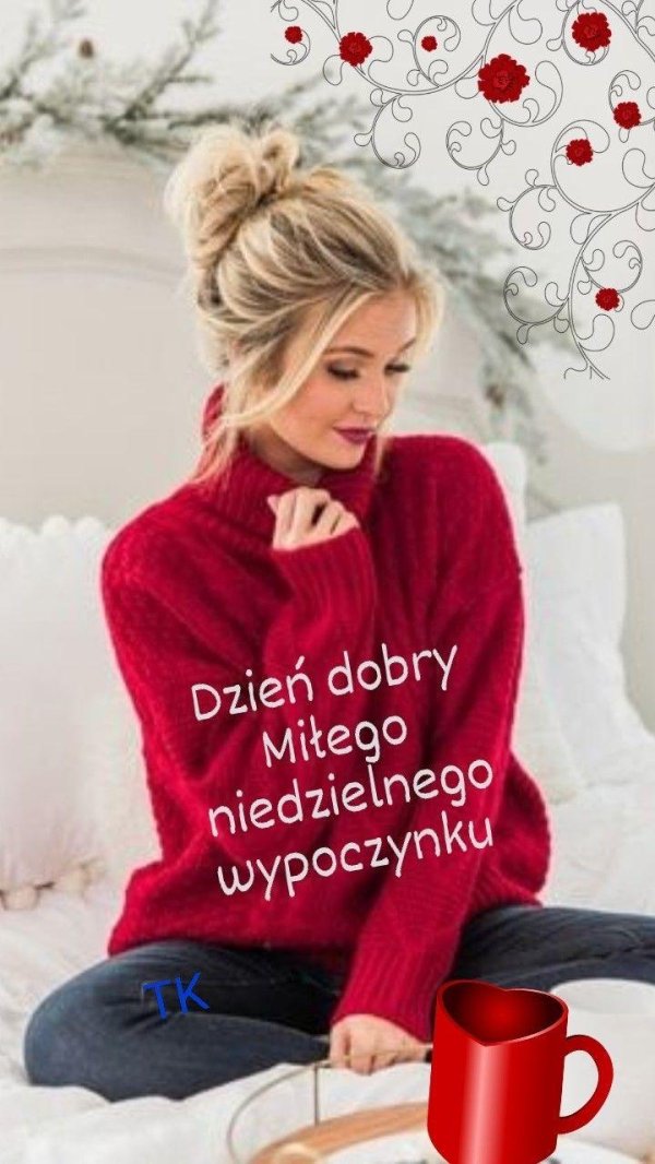 Красный свитер, Блондинка в красном свитере, Свитер зимние