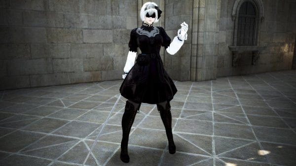 Девушка в косплее Nier Automata B впечатляет