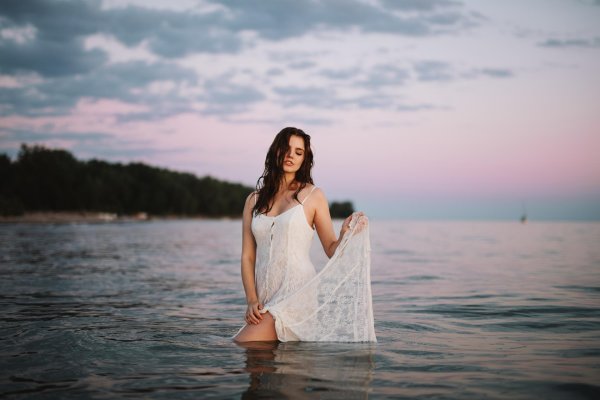 Девушка в мокром платье, Девушка, Фотосессия у воды