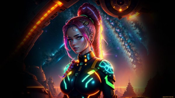 Космическая девушка фантастика нейросети страсть