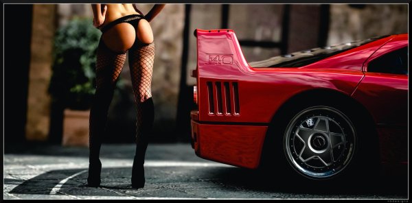 Девушка и авто, Феррари ф, Ferrari