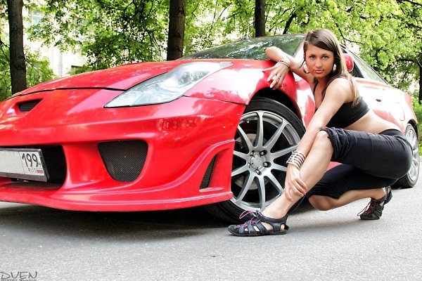 Тойота селика и девушки, Девушка с машиной, Toyota celica
