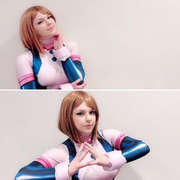 Hidori Rose демонстрирует страсть в латексном косплее Uraraka