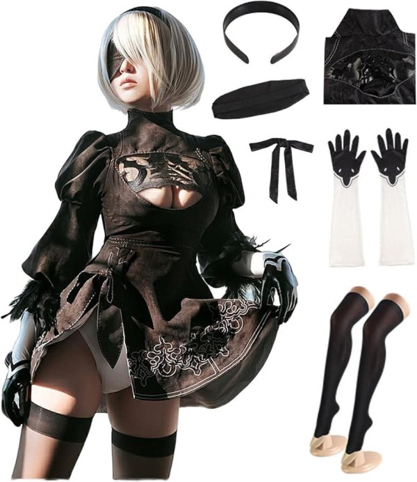 Эротическая 2B в соблазнительном костюме Nier Automata