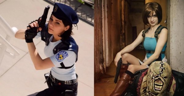 Очаровательная Джилл Валентайн в обольстительном косплее Resident Evil
