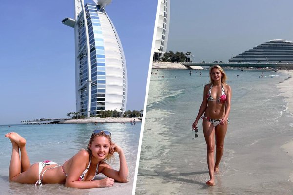 Отдыхающая Янина Студилина в Дубае купальнике на море