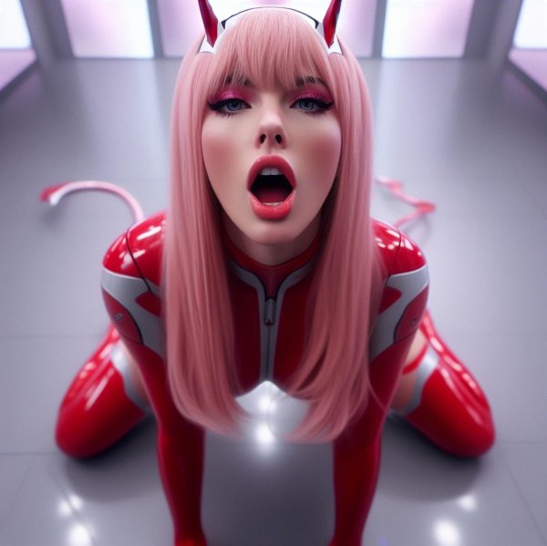 Эротическая Алиса Милкович в соблазнительном косплее Zero Two