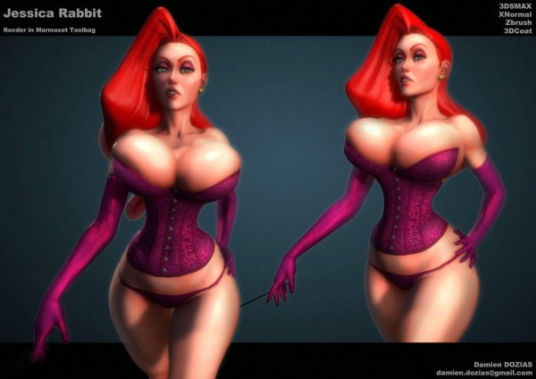 Джессика Рэббит с гигантскими соблазнительными сиськами в 3D эротике
