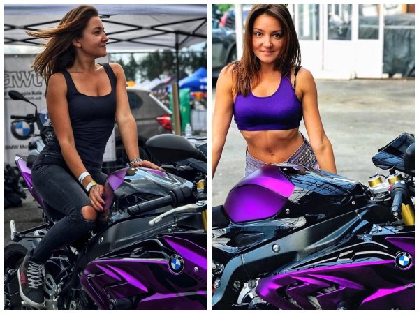 Ольга пронина мотоциклистка, Елена кузовова байкерша, Мотоцикл bmw s1000rr фиолетовый